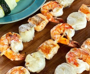 Grilled Seafood Skewers with Tomato Basil Butter
