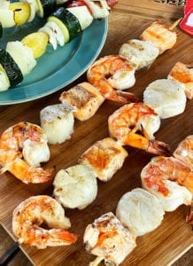 Grilled Seafood Skewers with Tomato Basil Butter