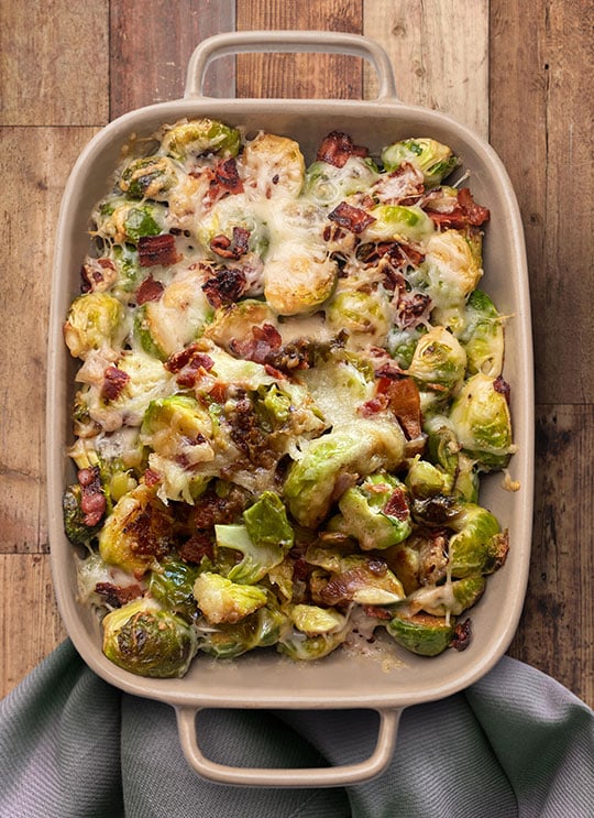 Cheesy Bacon Brussel Sprout Bake Grassland