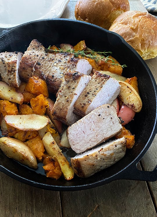 Skillet Roasted Pork Loin with Apples